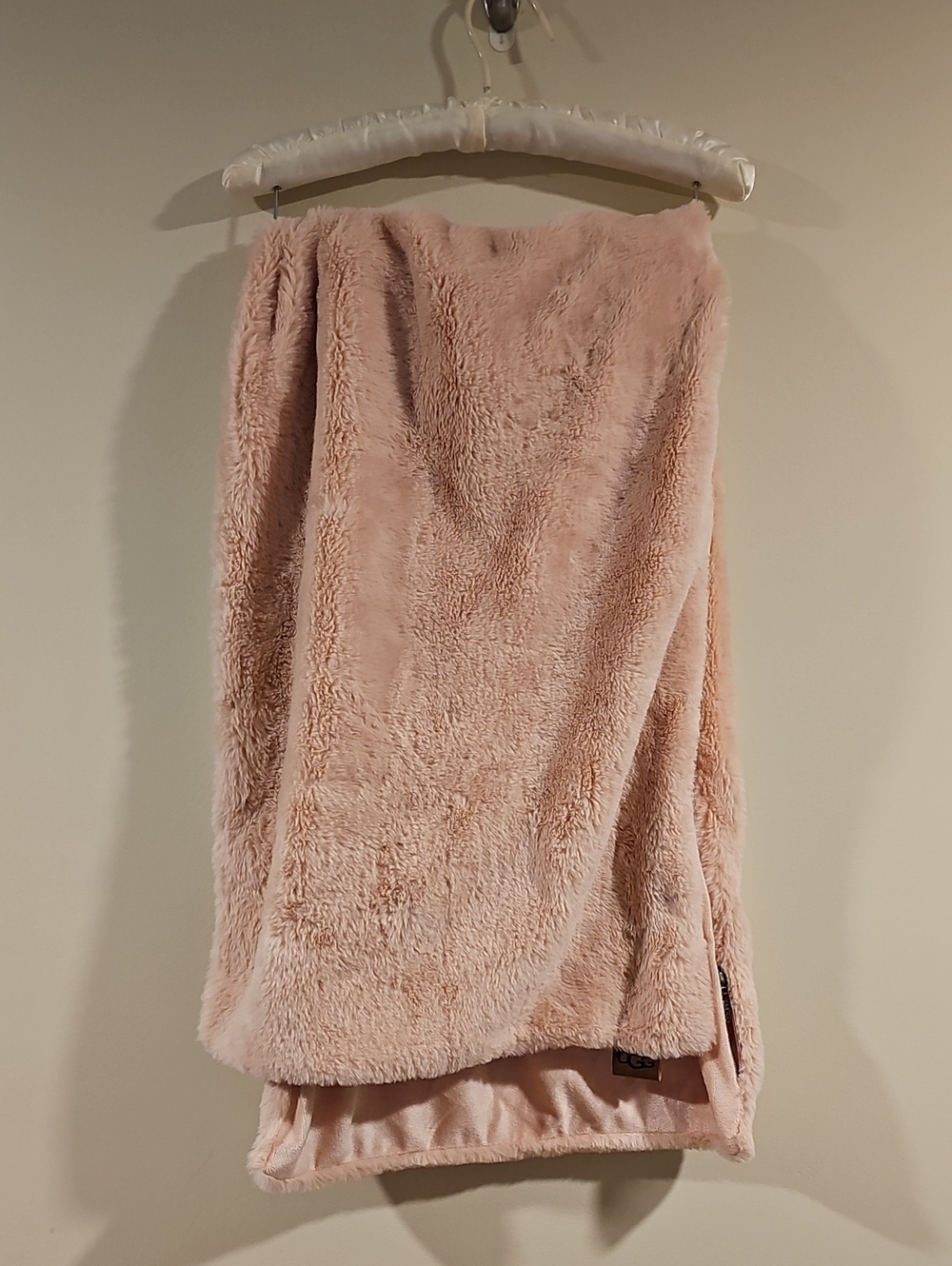 UGG Plush Faux-Fur Body Pillow Cover in Blush